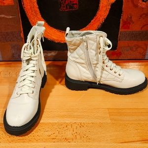 bebe Brand New Size 8.5 White Quilted Combat Boots